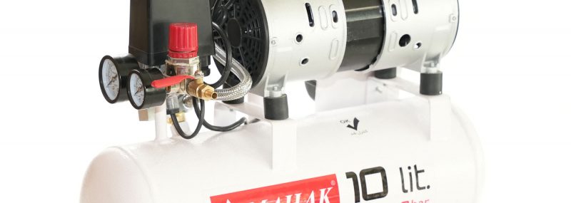 کمپرسور 10 لیتری بیصدا بدون روغن محک مجهز به شیر برقی HSU550-10L